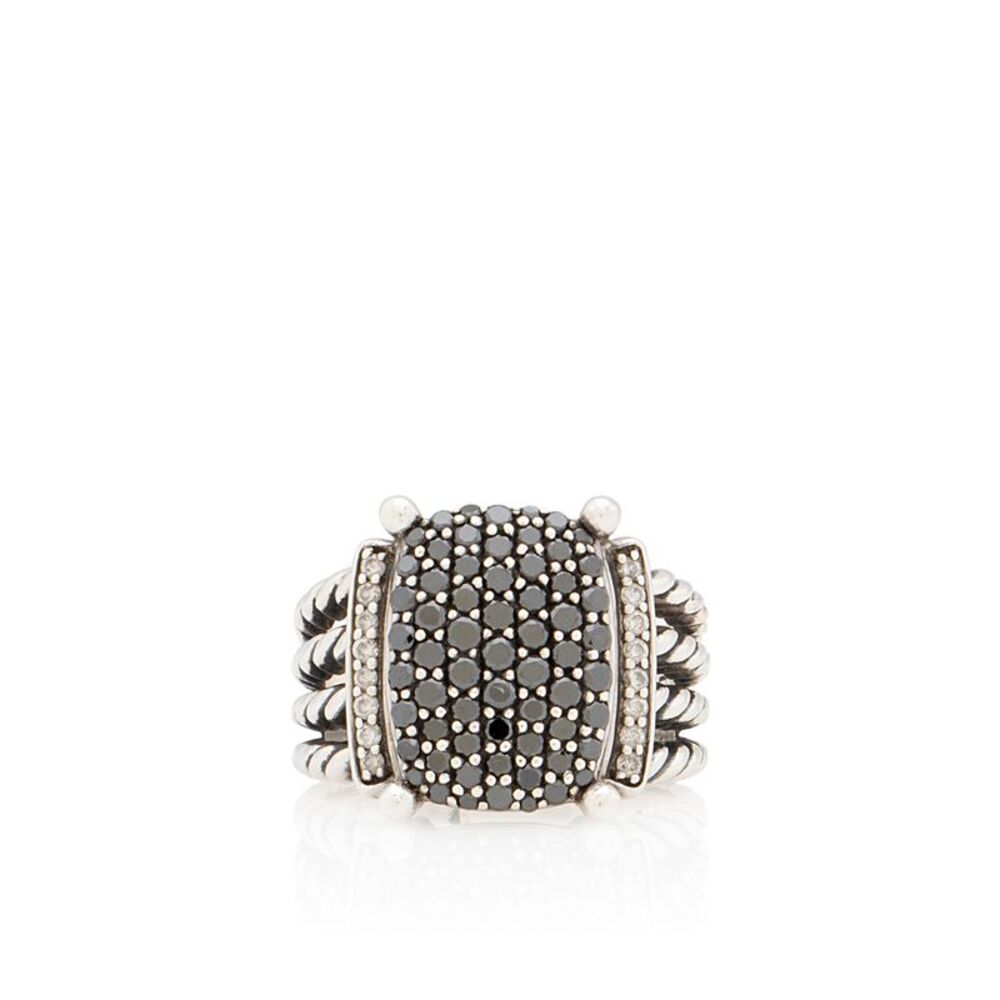 David Yurman Sterling Silver Black Diamond Wheaton Ring - Size 7 1/2